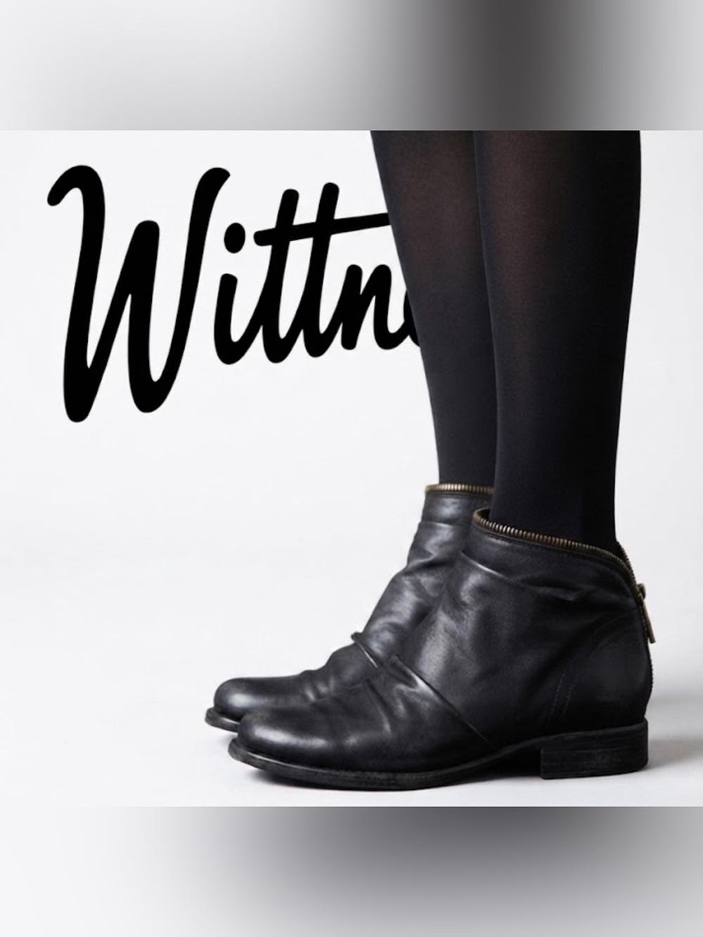 Authentic Wittner designer black leather ankle boots sz 7.5 Euro sz 38